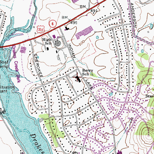 Topographic Map of Nannie Berry Elementary School, TN