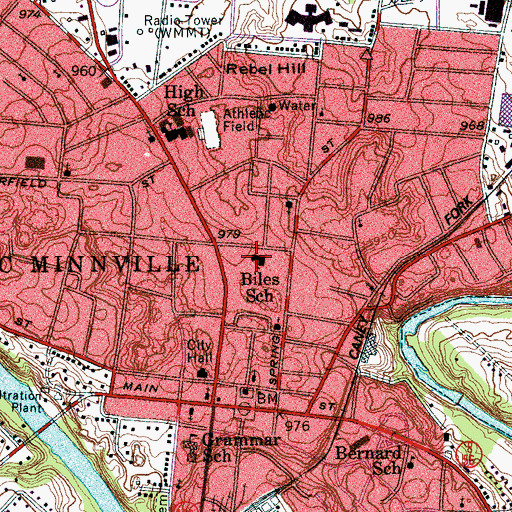 Topographic Map of William Biles Elementary School, TN