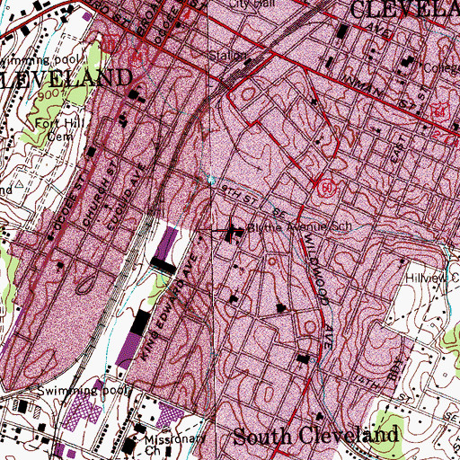 Topographic Map of Blythe Avenue Elementary School, TN