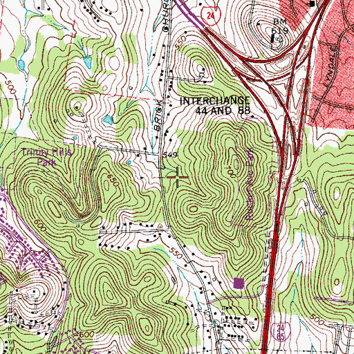 Topographic Map of Brick Church Middle School, TN