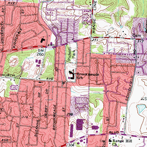 Topographic Map of Brookmeade Elementary School, TN