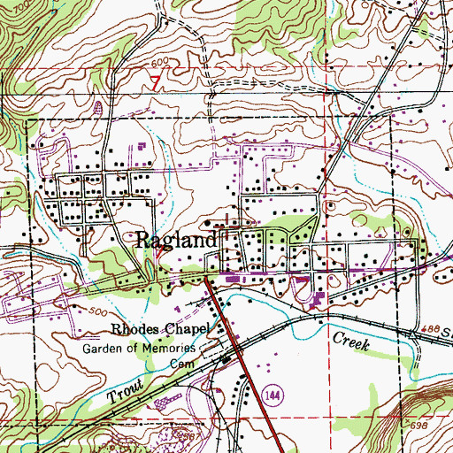 Topographic Map of Ragland, AL