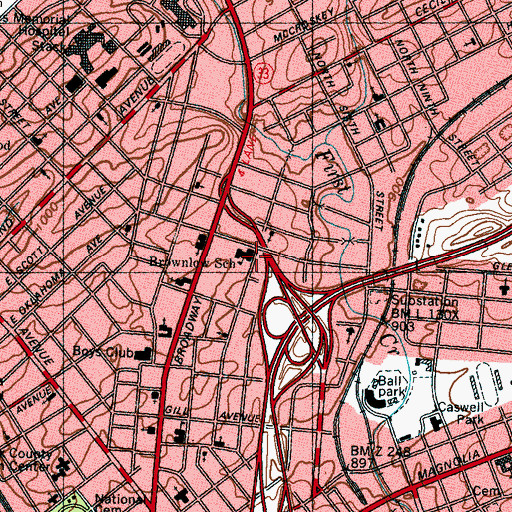 Topographic Map of Brownlow Elementary School, TN