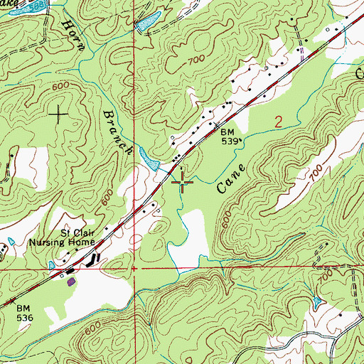 Topographic Map of Ram Horn Branch, AL