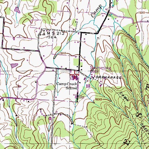Topographic Map of Camp Creek Elementary School, TN