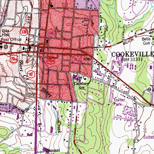 Topographic Map of Capshaw Elementary School, TN