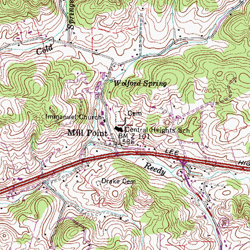 Topographic Map of Central Heights Elementary School, TN