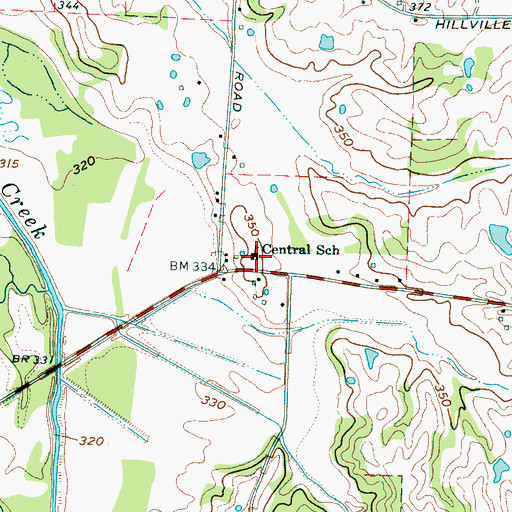 Topographic Map of Central Junior High School, TN