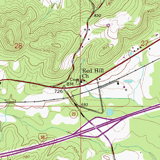 Topographic Map of Red Hill Church, AL