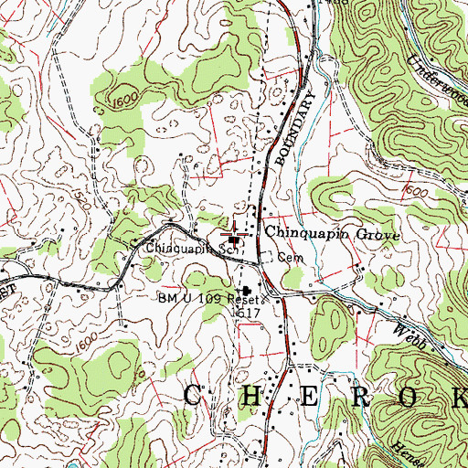 Topographic Map of Chinquapin Elementary School, TN