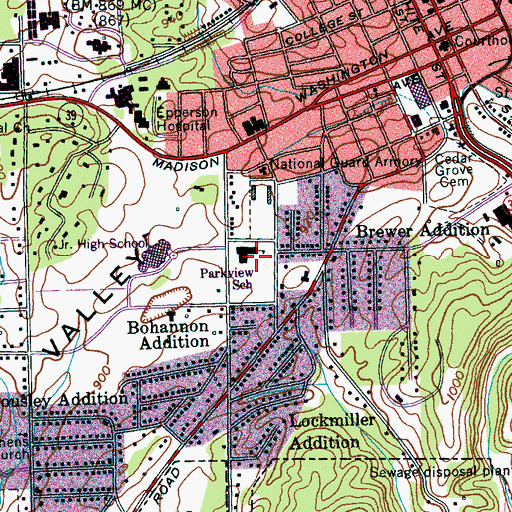 Topographic Map of City Park Elementary School, TN