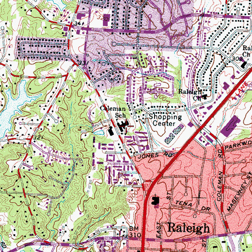 Topographic Map of Coleman Elementary School, TN