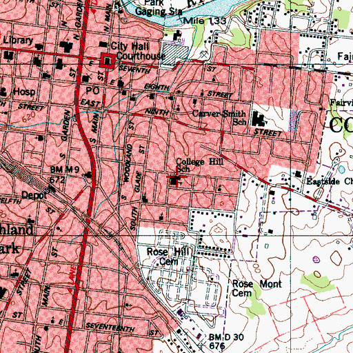 Topographic Map of College Hill Elementary School, TN
