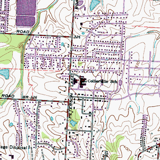 Topographic Map of Collierville Elementary School, TN