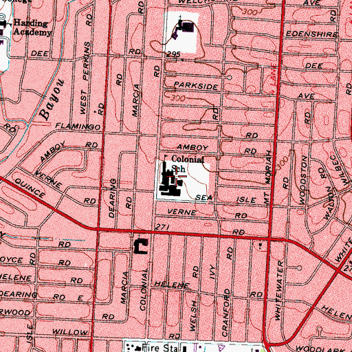 Topographic Map of Colonial Junior High School, TN