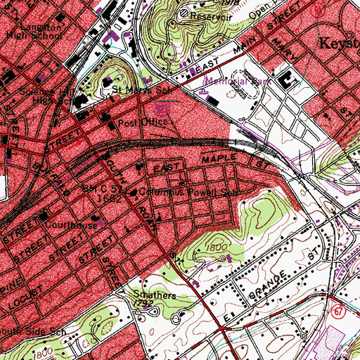 Topographic Map of Columbus Powell Elementary School, TN