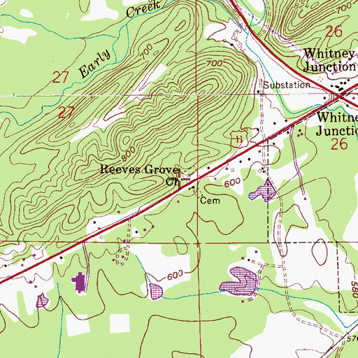 Topographic Map of Reeves Grove Church, AL