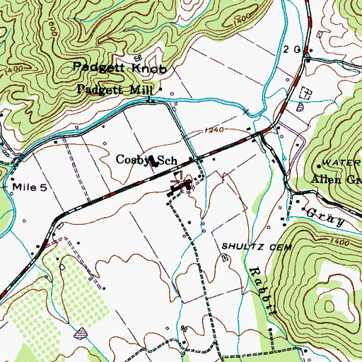 Topographic Map of Cosby Elementary School, TN