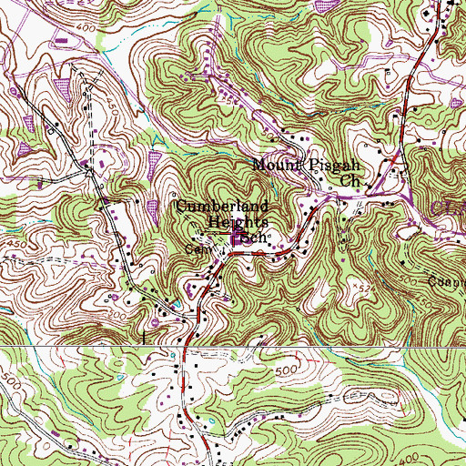 Topographic Map of Cumberland Heights Elementary School, TN
