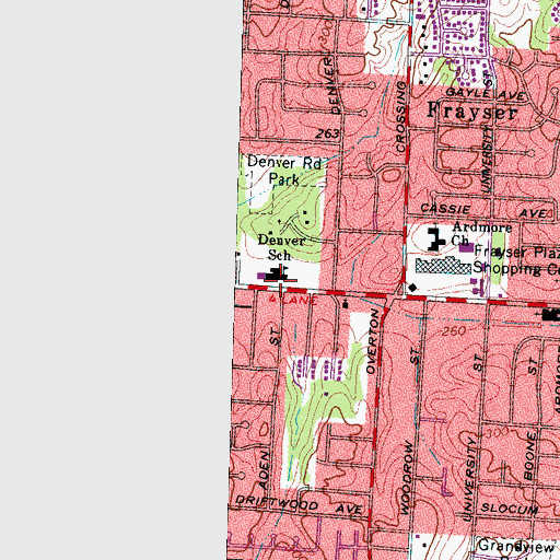 Topographic Map of Denver Elementary School, TN