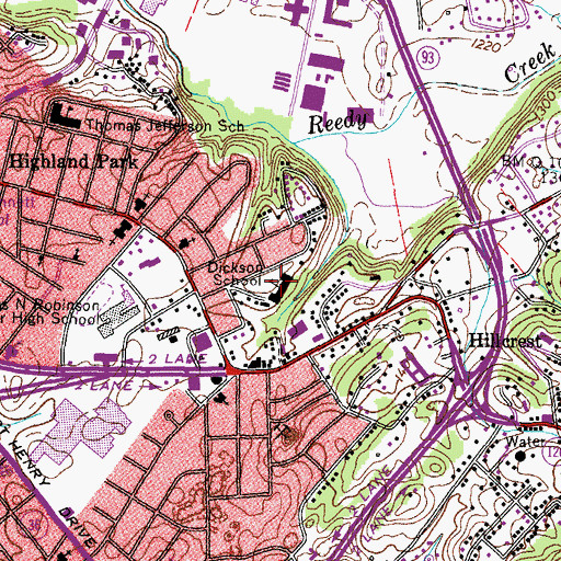 Topographic Map of Dickson Elementary School, TN