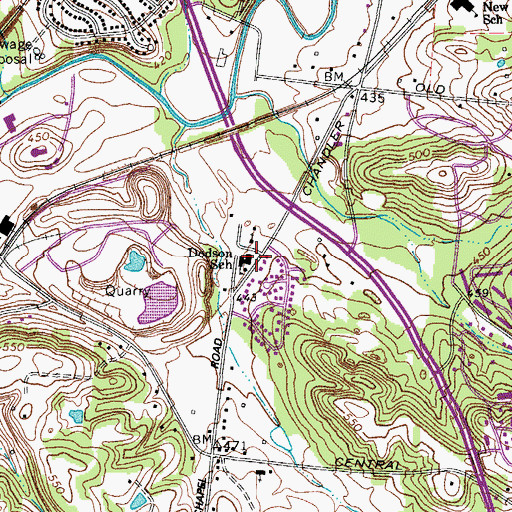 Topographic Map of Dodson Elementary School, TN