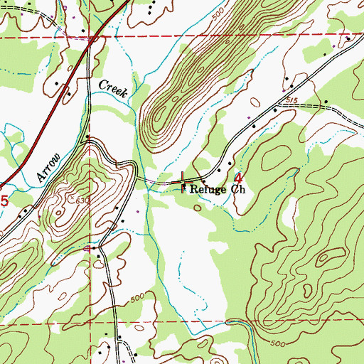 Topographic Map of Refuge Church, AL