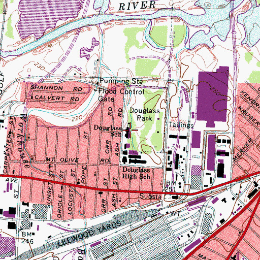 Topographic Map of Douglass Elementary School, TN