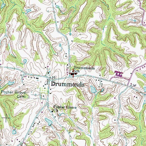 Topographic Map of Drummonds Elementary School, TN