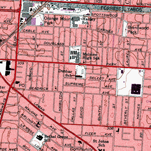 Topographic Map of Dunbar Elementary School, TN