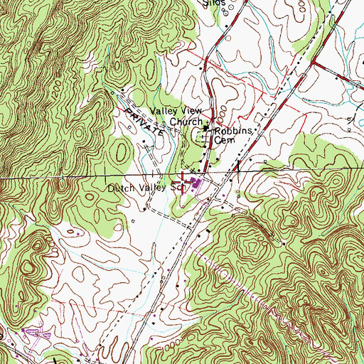 Topographic Map of Dutch Valley Elementary School, TN