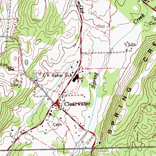 Topographic Map of E K Baker Elementary School, TN