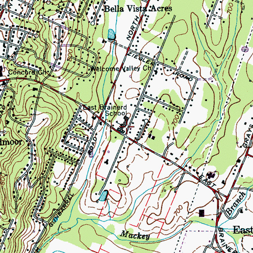 Topographic Map of East Brainerd Elementary School, TN