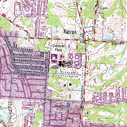 Topographic Map of Egypt Elementary School, TN