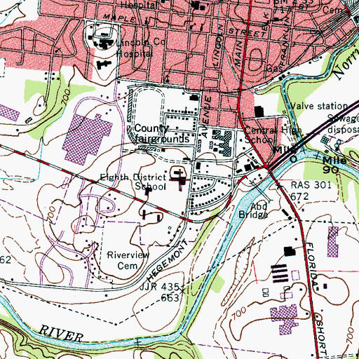 Topographic Map of Eighth District Elementary School, TN