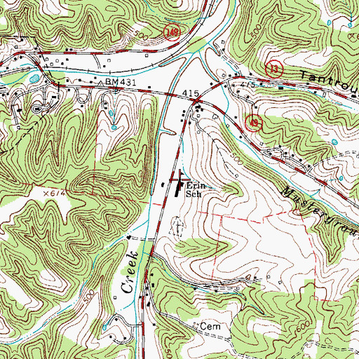 Topographic Map of Erin Elementary School, TN