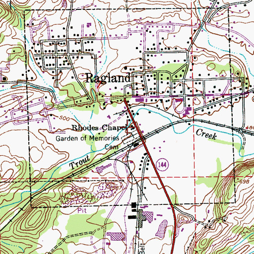 Topographic Map of Rhodes Chapel, AL