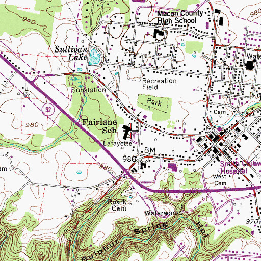 Topographic Map of Fairlane Elementary School, TN