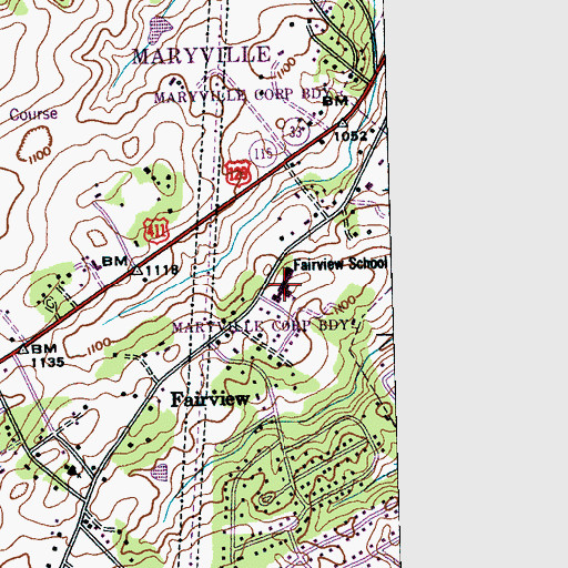 Topographic Map of Fairview Elementary School, TN