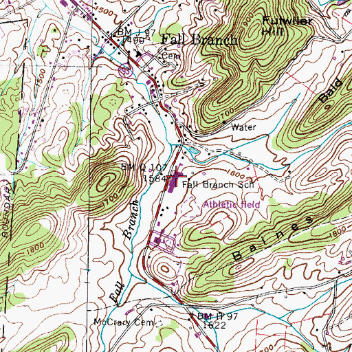 Topographic Map of Fall Branch Elementary School, TN