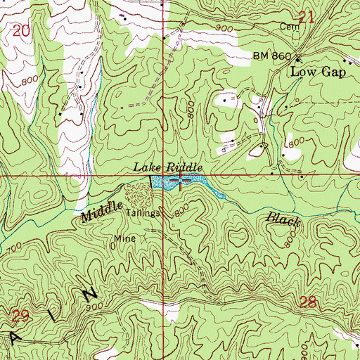 Topographic Map of Lake Riddle, AL