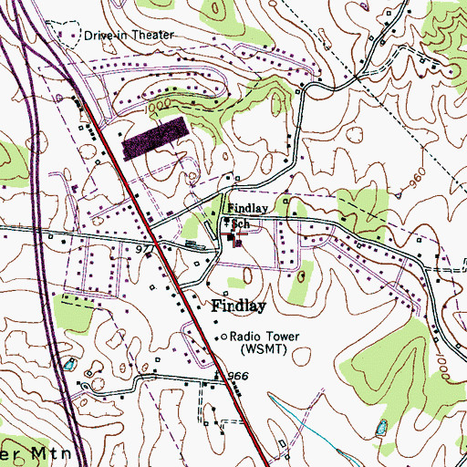 Topographic Map of Findlay Elementary School, TN