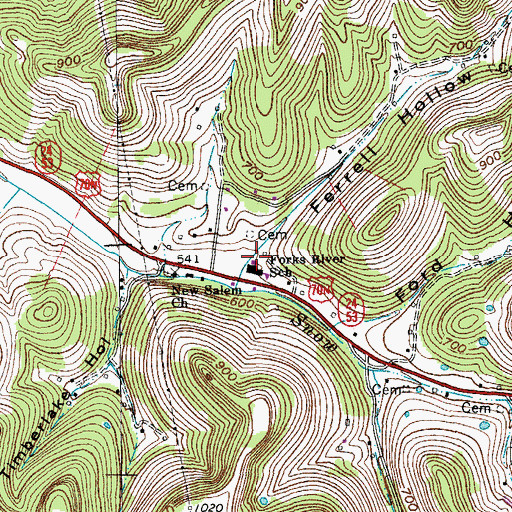 Topographic Map of Forks River Elementary School, TN