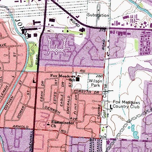 Topographic Map of Fox Meadows Elementary School, TN