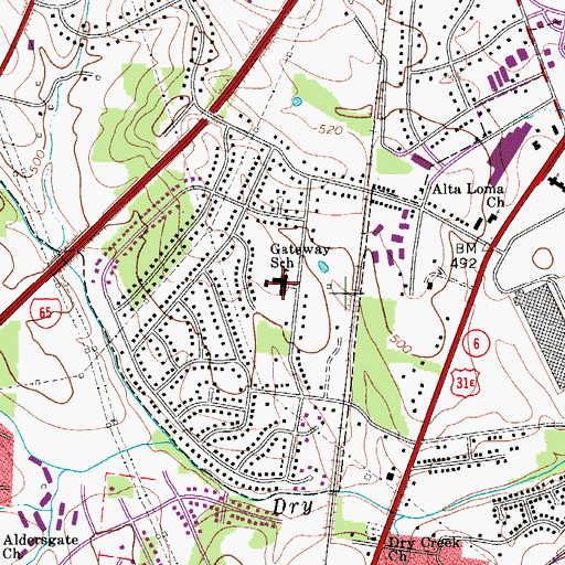 Topographic Map of Gateway Elementary School, TN