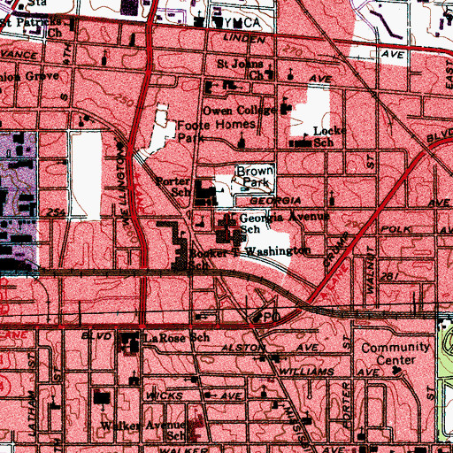 Topographic Map of Georgia Avenue Elementary School, TN