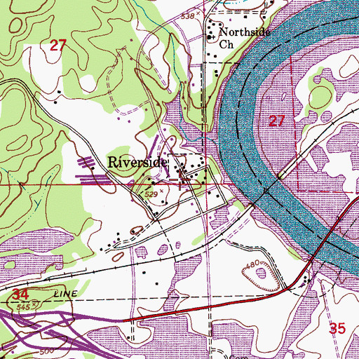 Topographic Map of Riverside, AL