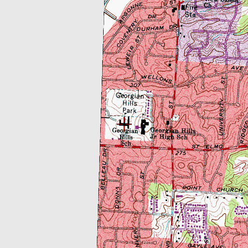 Topographic Map of Georgian Hills Elementary School, TN