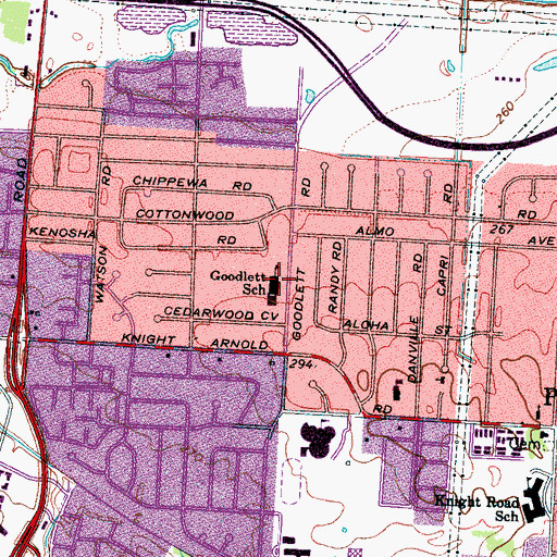Topographic Map of Goodlett Elementary School, TN