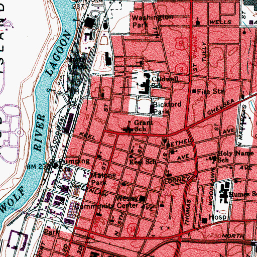 Topographic Map of Grant Elementary School, TN